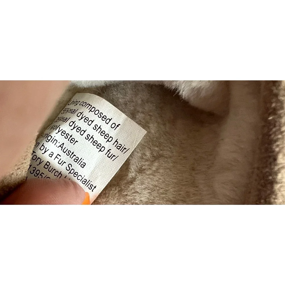 Tory Burch Alana Split Suede Straight Shearling Light Camel Booties 30950‎ Sz 8